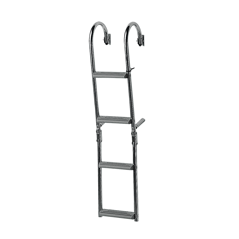 Foldable Ladder for Narrow Transom, 2+2 Steps, Inox 316, 180°