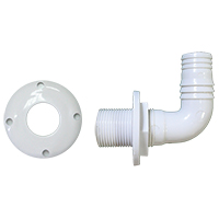 [10254] Thru-Hull Elbow 90º, Hose Ø25mm, Scr.Flange, White image