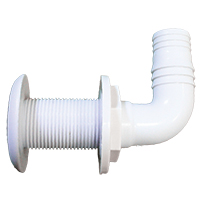 [10255] Thru-Hull Elbow 90º, Hose Ø25mm, Plastic, White image