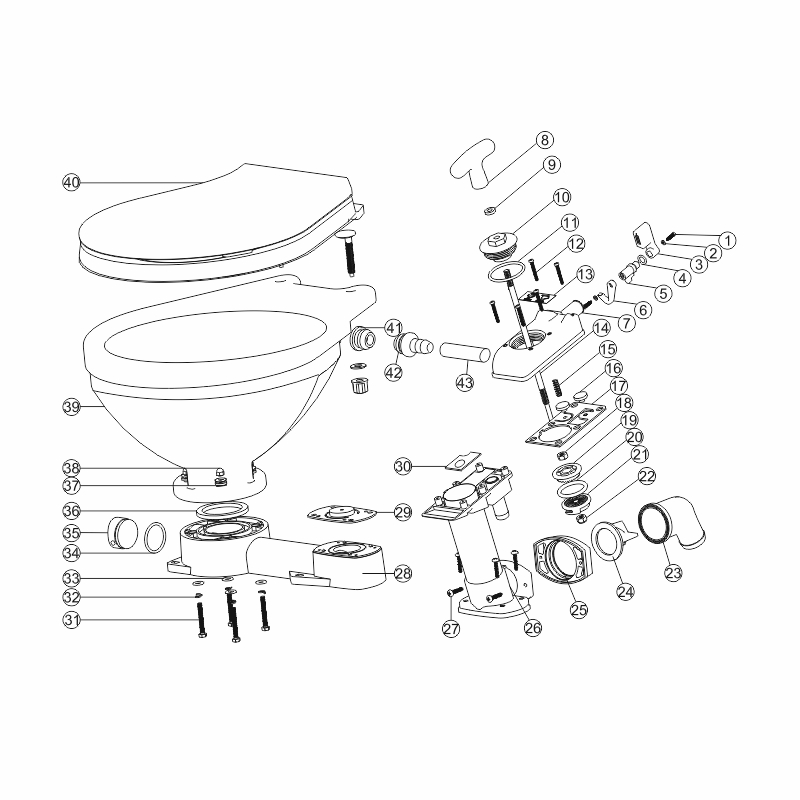 [11447] Kit A, Major Service Kit for manual toilet LT-0 & LT-1 image