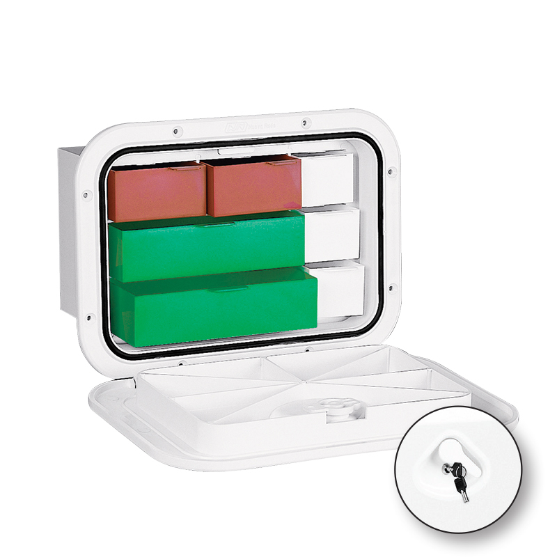 [196284] TOP LINE Storage Hatch w/Drawers&Lock, 270x375mm, White image