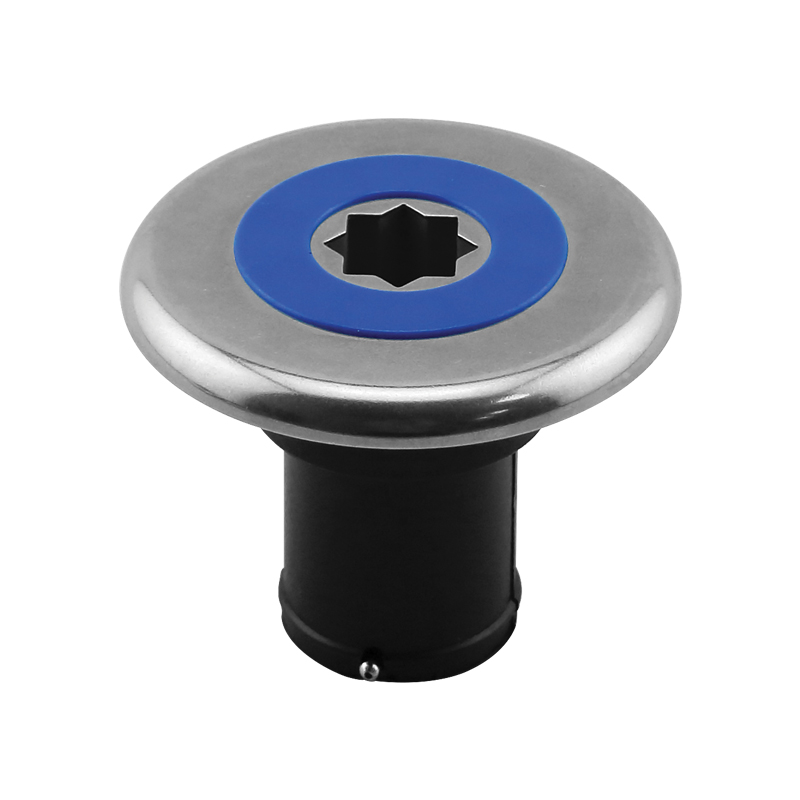 [198158] INOX Deck Filler Ø38mm, with Blue Cap, for Water, Black Base image
