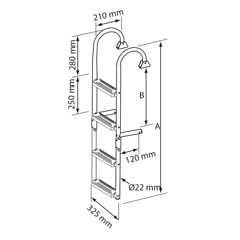 Foldable Ladders, 180⁰, Inox 316