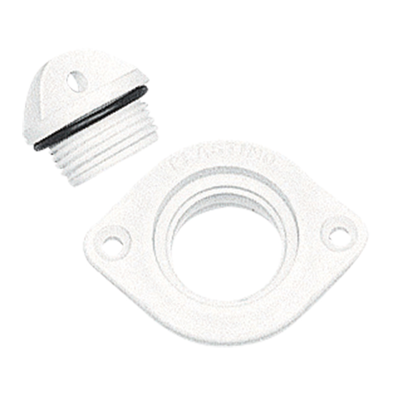 Drain Socket with Plug, Oval with 2 Holes, 48x36mm, White