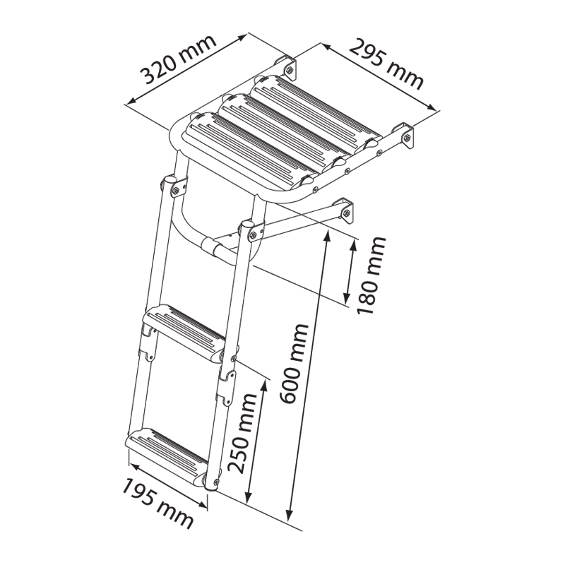 Platform Ladder,Inox 316, with 2 Plastic Steps